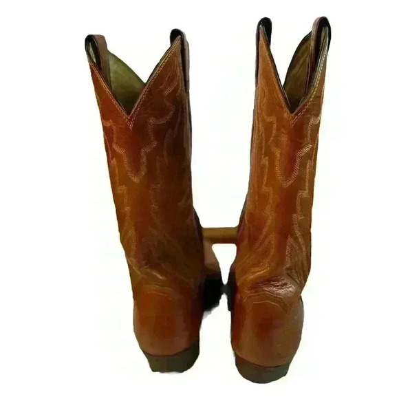 Vintage Justin Style #1967 Western Cowboy Boot Men size 8 Chestnut Leather - Picture 4 of 6
